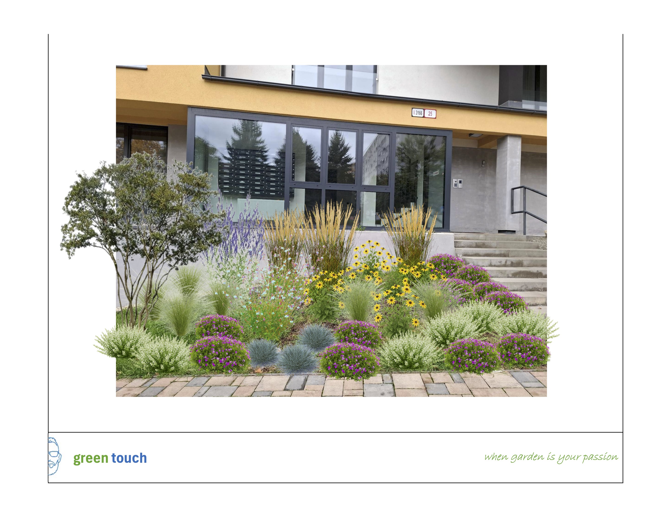 Referencia 4 – Návrh záhona pri bytovom objekte